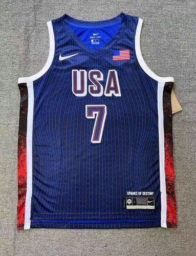 7 Durant 2024 USA Team jersey navy with stripe